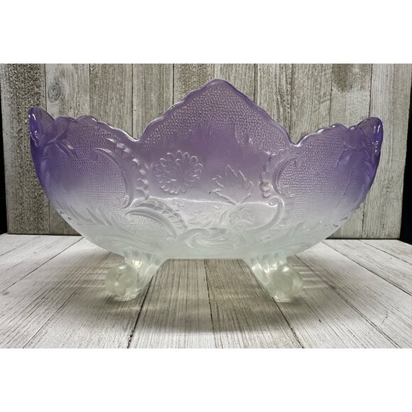 Vtg Jeanette Flashed Purple Ombre Footed Lombardi Fruit Bowl Unique Color 10"x5" - Picture 1 of 13